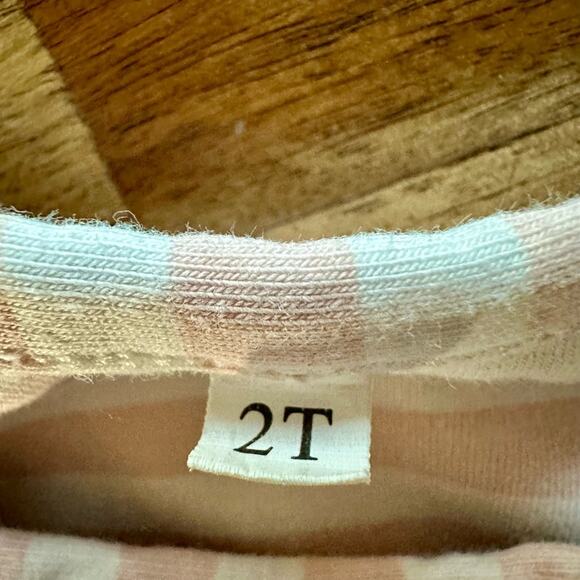 Jane and Jo Annie Knit Dress Pink White Sweetie Pie Stripe Short Sleeve Girls 2T - Picture 7 of 8